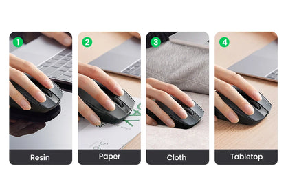 Mouse wireless UGREEN Bluetooth 5.0 ergonomico 4000DPI con 6 pulsanti silenziosi, per MacBook, tablet, laptop, computer e PC, mouse 2.4G