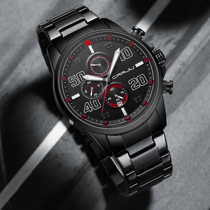 CRRJU men’s watch – Luxury chronograph, large dial, stainless steel, water-resistant, with date display
