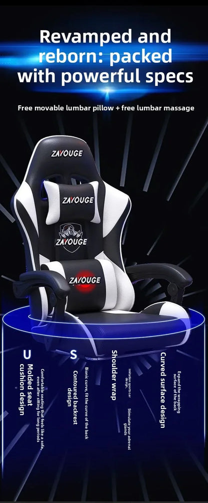 Silla gaming ergonómica para oficina en casa, largas jornadas y streamers, ajustable, reclinable, ligera y duradera