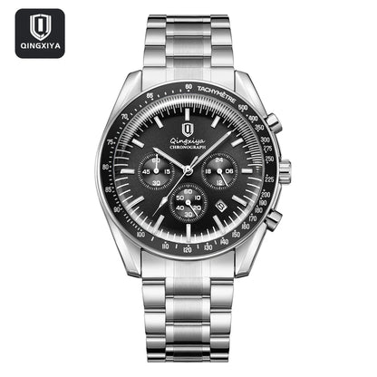 Montre à quartz pour homme, de marque de luxe, étanche et luminescente, en acier inoxydable, dotée d'un chronographe 24 heures et d'un affichage de la date – Montre élégante pour homme