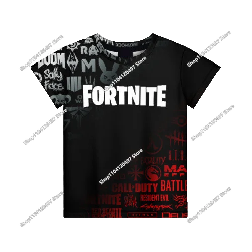 Лятна модна детска тениска с Fortnite талисман и 3D принт, ежедневна T-shirt за момчета и момичета, унисекс детско облекло, горнище