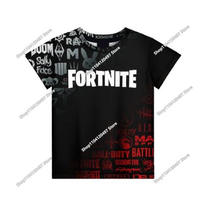 Лятна модна детска тениска с Fortnite талисман и 3D принт, ежедневна T-shirt за момчета и момичета, унисекс детско облекло, горнище