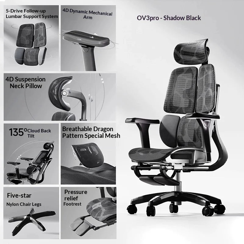 Silla de oficina de malla ergonómica ejecutiva para ordenador y gaming, mueble moderno giratorio con ruedas ajustable, silla gaming ergonómica