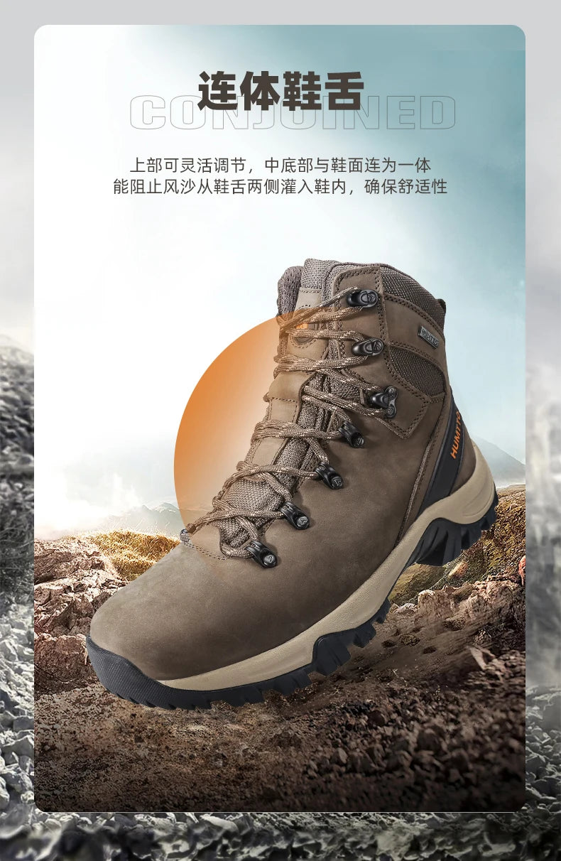 HUMTTO Buty trekkingowe męskie wodoodporne buty myśliwskie taktyczne pustynne buty bojowe za kostkę do trekkingu dla mężczyzn i kobiet ciepłe skórzane sneakersy