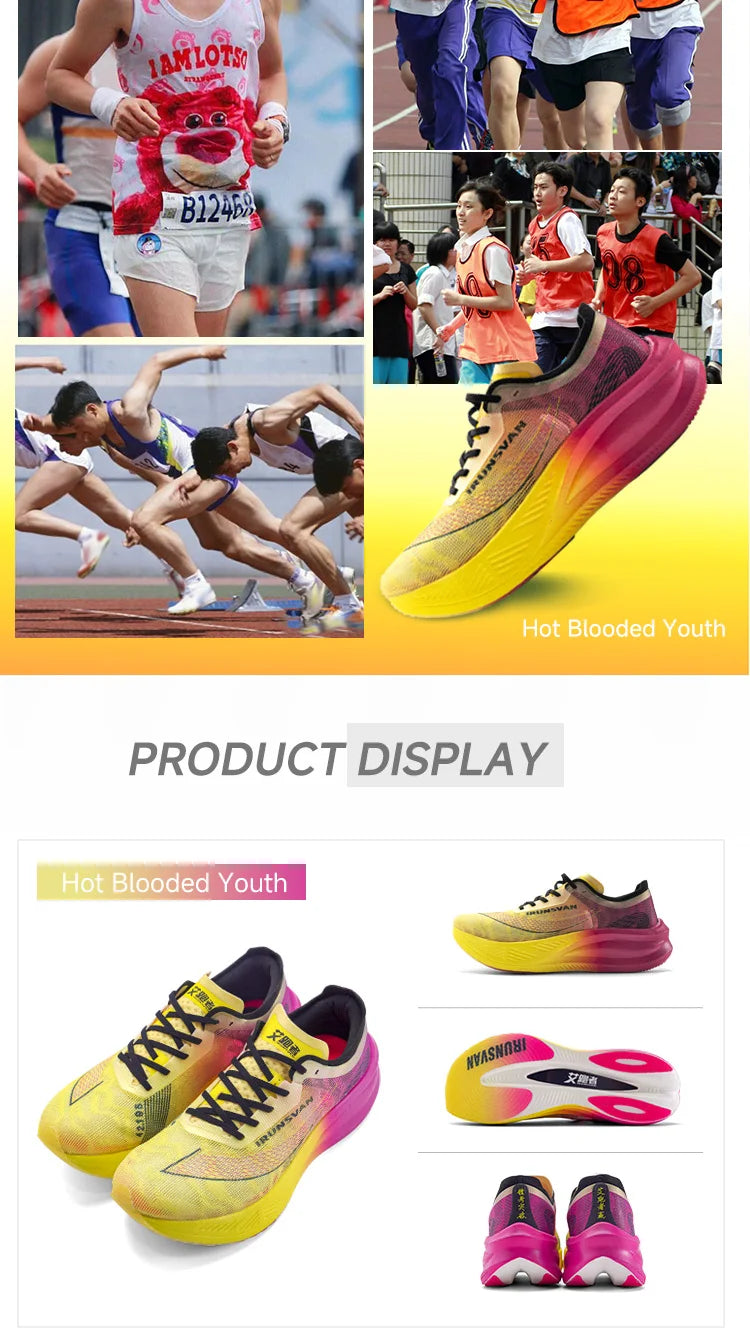 IRUNSVAN Zapatillas profesionales de maratón para hombre con placa de carbono de nailon, zapatillas deportivas de carretera ligeras para mujer, trainers deportivos