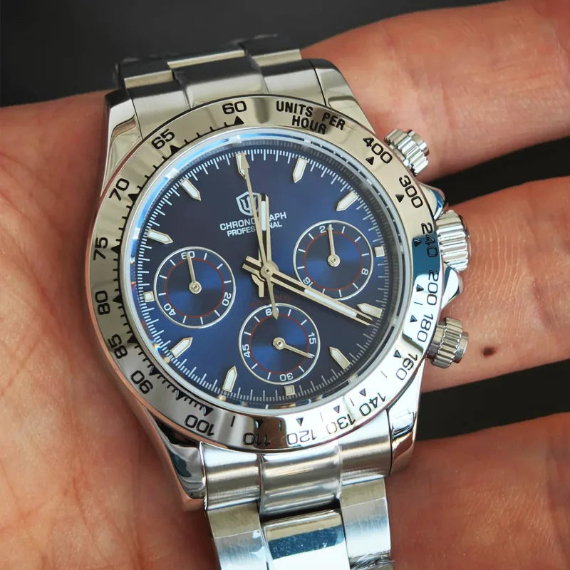 Watchdives WD16500 V2 Quartz Watch VK63 Sweep Sports Chronograph Watches Sapphire AR Coating BGW9 Luminous Waterproof Watches