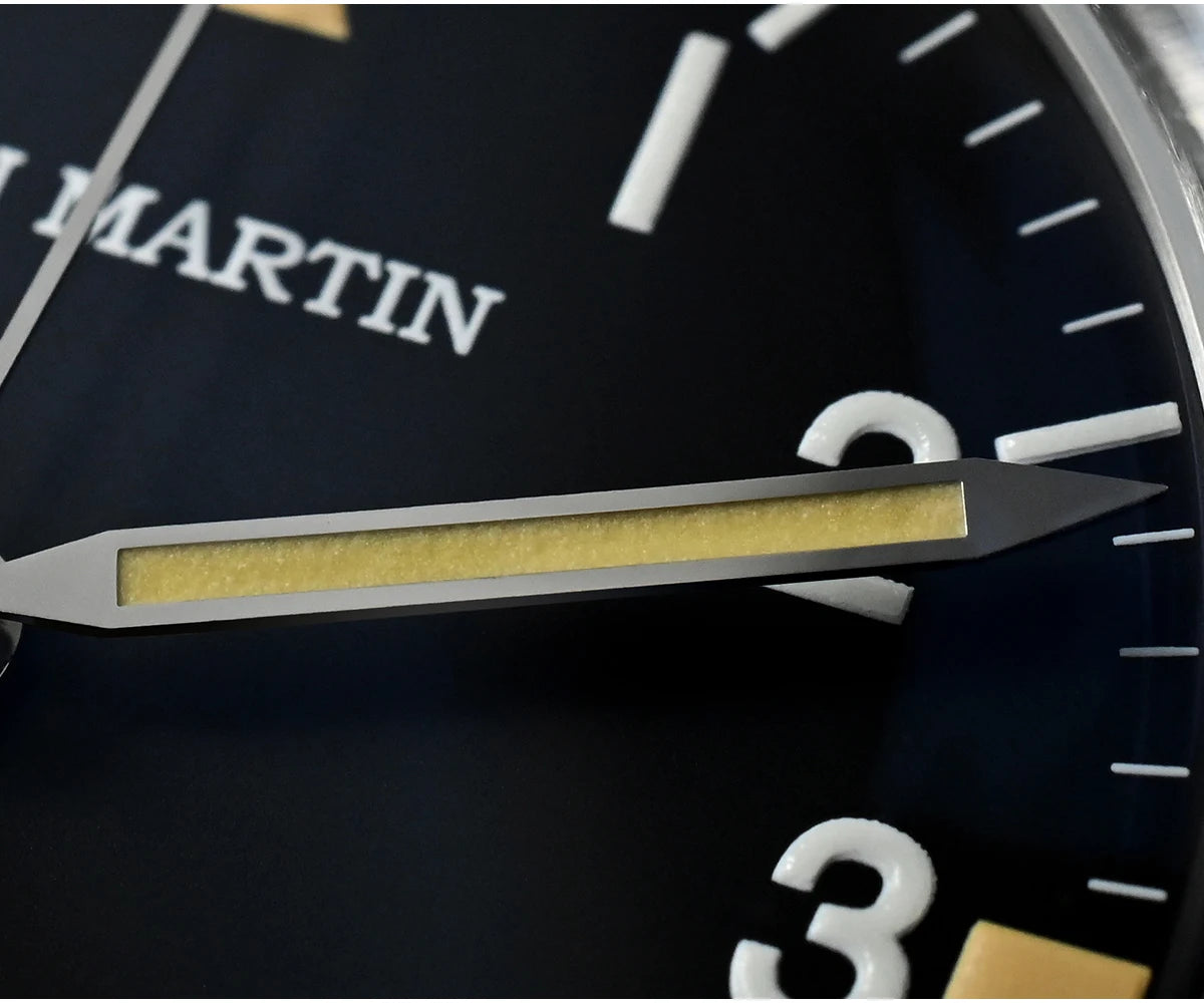 San Martin 36mm Men Pilot Watch VH31 Mechaquartz Movement Sweep Second Quartz Series Simple Style Nylon Strap 10 Bar Luminous