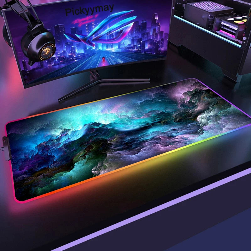 Velika RGB podloga za gaming miš, LED podloga za miš, gamerska podloga za stol, podloga za PC stol, RGB podloga za tipkovnicu XXL 90x40cm