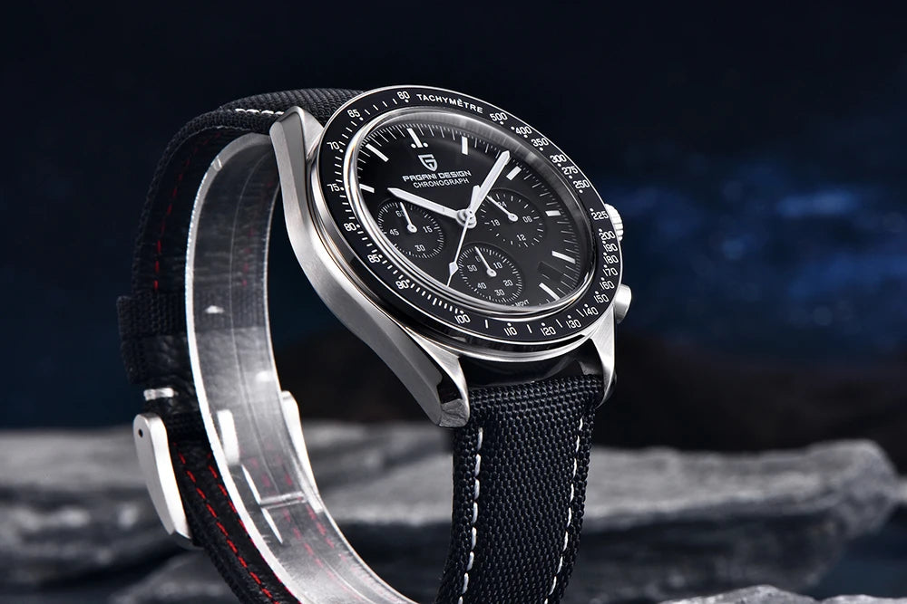 Relógio PAGANI DESIGN Moon – Cronógrafo de quartzo de luxo para homem, estilo desportivo, vidro de safira com tratamento antirreflexo, mostrador luminescente