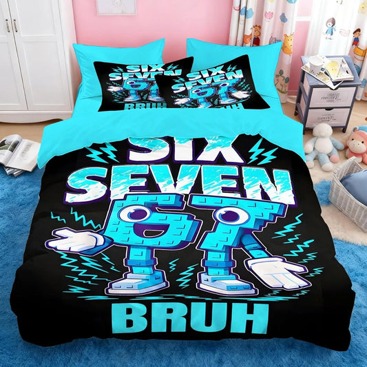 Cartoon Print Six Seven 67 Bedding Set 2/3pcs, Home Teen Adult Duvet Cover and Pillowcase, Gift for Boys and Girls