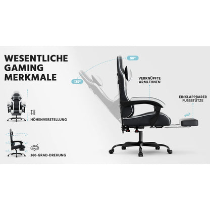 Gaming Chair Ergonomic Gaming Chair with Lumbar Support, Breathable Pu Leather Office Chair,Comfortable Computer Chair