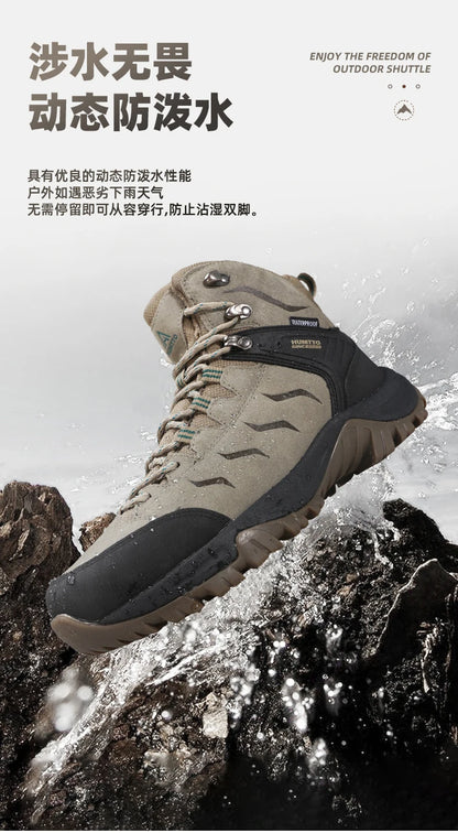 HUMTTO Buty trekkingowe męskie wodoodporne buty myśliwskie taktyczne pustynne buty bojowe za kostkę do trekkingu dla mężczyzn i kobiet ciepłe skórzane sneakersy