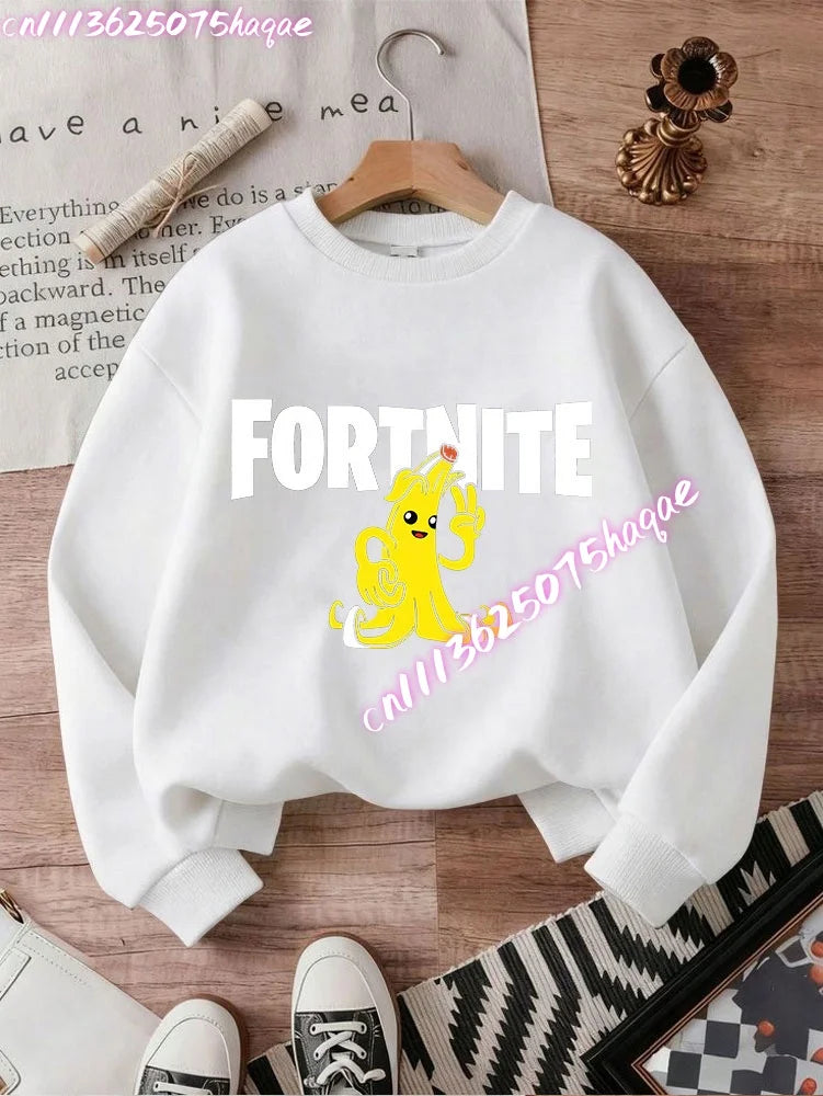 Neuer Fortnite-Kinder-Sweatshirt-Hoodie mit Cartoon-Spielcharakter-Print, lässiges Oberteil für Herbst und Winter, Baby- und Jungenbekleidung