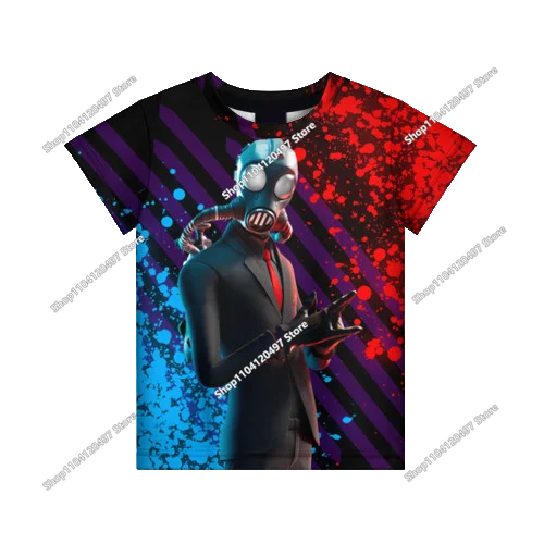 Лятна модна детска тениска с Fortnite талисман и 3D принт, ежедневна T-shirt за момчета и момичета, унисекс детско облекло, горнище