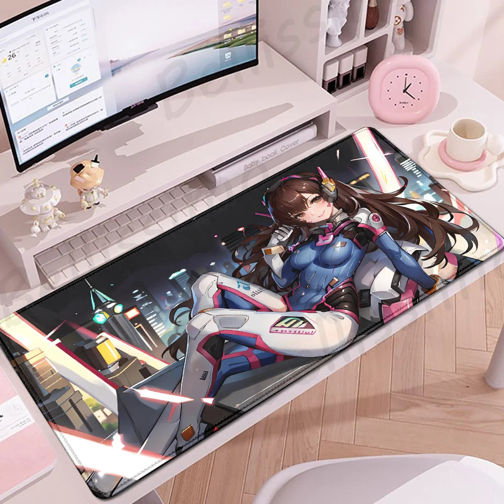 Accessori gaming O-Overwatch D-D.va Tappetino mouse grande Tappetino per tastiera e mouse PC Scrivania XXL Tappetini estesi Gamer Mausepad