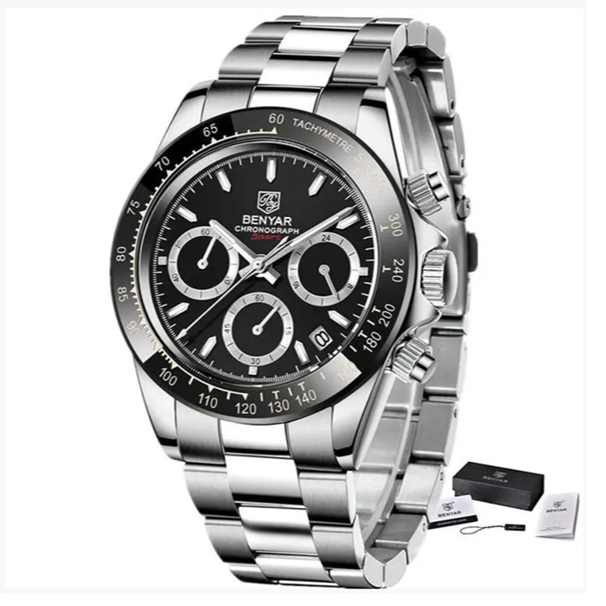 BENYAR Men’s Watches – Luxury chronograph, sporty design, water-resistant, stainless steel, quartz movement