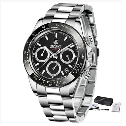 BENYAR Men’s Watches – Luxury chronograph, sporty design, water-resistant, stainless steel, quartz movement