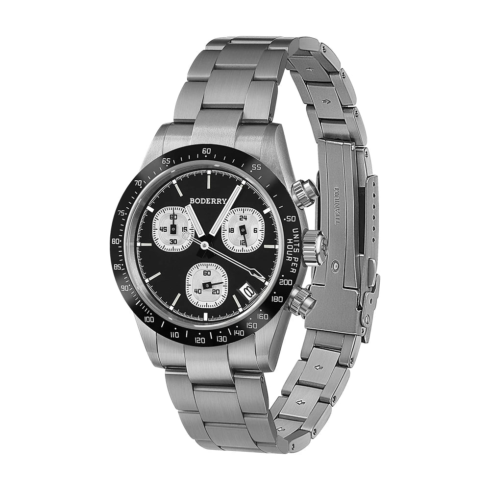 Boderry GOLDACE Titanium Chronograph Watch Mecha-Quartz Movement Luminous Business Wristwatch 100M Waterproof Clock