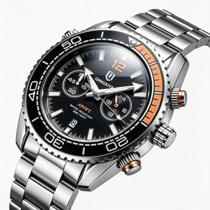 Montre-bracelet de luxe pour homme de marque QINGXIYA, chronographe sport étanche avec date lumineuse, montre à quartz décontractée pour homme