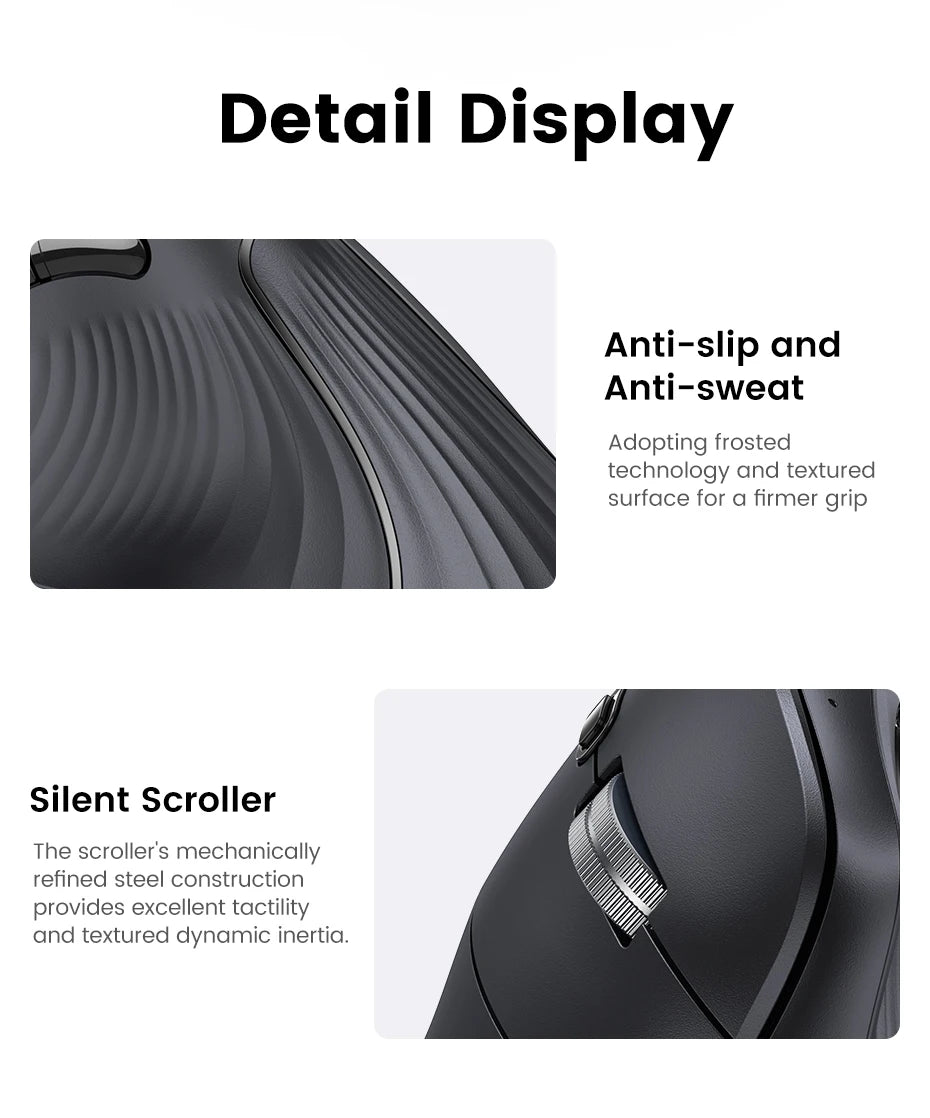 Mouse Wireless Bluetooth 5.0 2.4G Ergonomic 4000DPI 6 Mute Buttons for MacBook Tablet Laptops Computer PC Mice