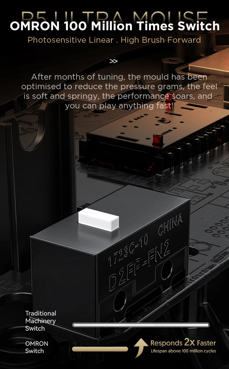 Ratón gaming inalámbrico ATTACK SHARK R5 ULTRA - sondeo 8K, sensor PAW3950MAX, 42,000 DPI, fibra de carbono ultraligera para esports profesionales