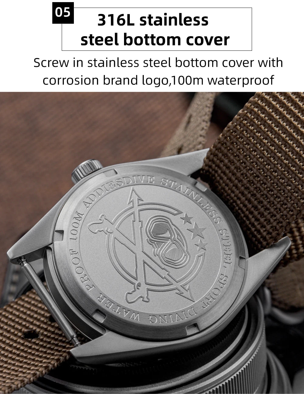 ADDIESDIVE luxus kvarc karóra férfiaknak, új, 36 mm-es, AR-bevonatú buboréküveggel, AD2079, világító, 100 m-es vízállóság, rozsdamentes acél, férfi ajándék