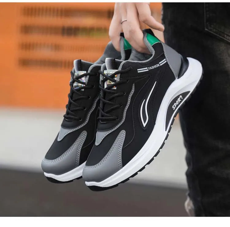 Modne męskie buty sportowe w koreańskim stylu, sznurowane, casualowe, do biegania, wygodne, oddychające, z grubą podeszwą