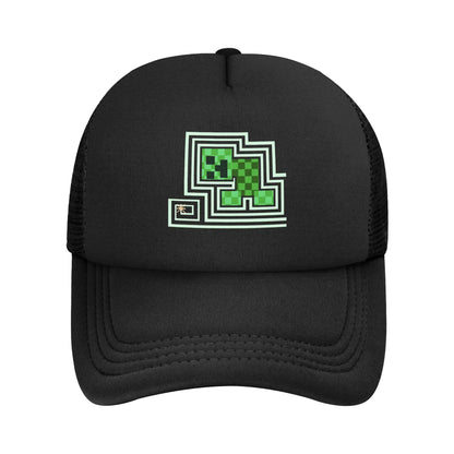 Kubinis nuotykių ieškotojas atranda už savęs „Creepers“ monstrą. Sunkvežimio vairuotojo kepurė. „Sun Hats“ kepurė. Reguliuojama „Snapback“ kepurė. Tinklinė beisbolo kepurė.
