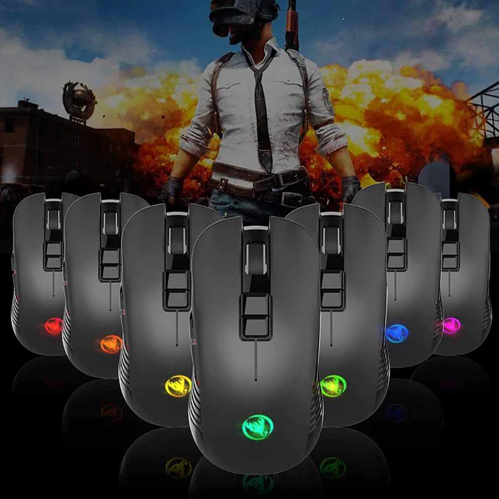 Mouse da gaming wireless 2.4G USB-C ricaricabile 3600DPI a 7 pulsanti, mouse silenzioso Type-C per MacBook, laptop, PC e computer da gioco