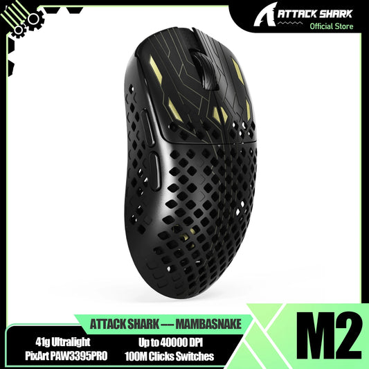 MAMBASNAKE M2 Ultra-Lightweight Wireless Gaming Mouse, PAW3395PRO Sensor 40000 DPI, 41g Carbon Fiber, Tri-Mode