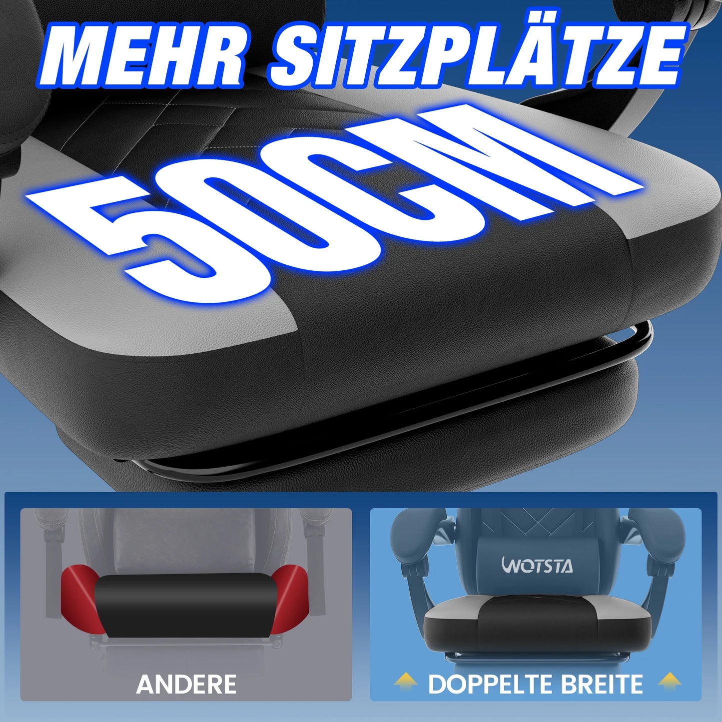 Gaming-Stuhl mit Fußstütze, ergonomischer Gamer-Stuhl mit Lendenkissen und Kopfstütze, höhenverstellbarer Computerstuhl