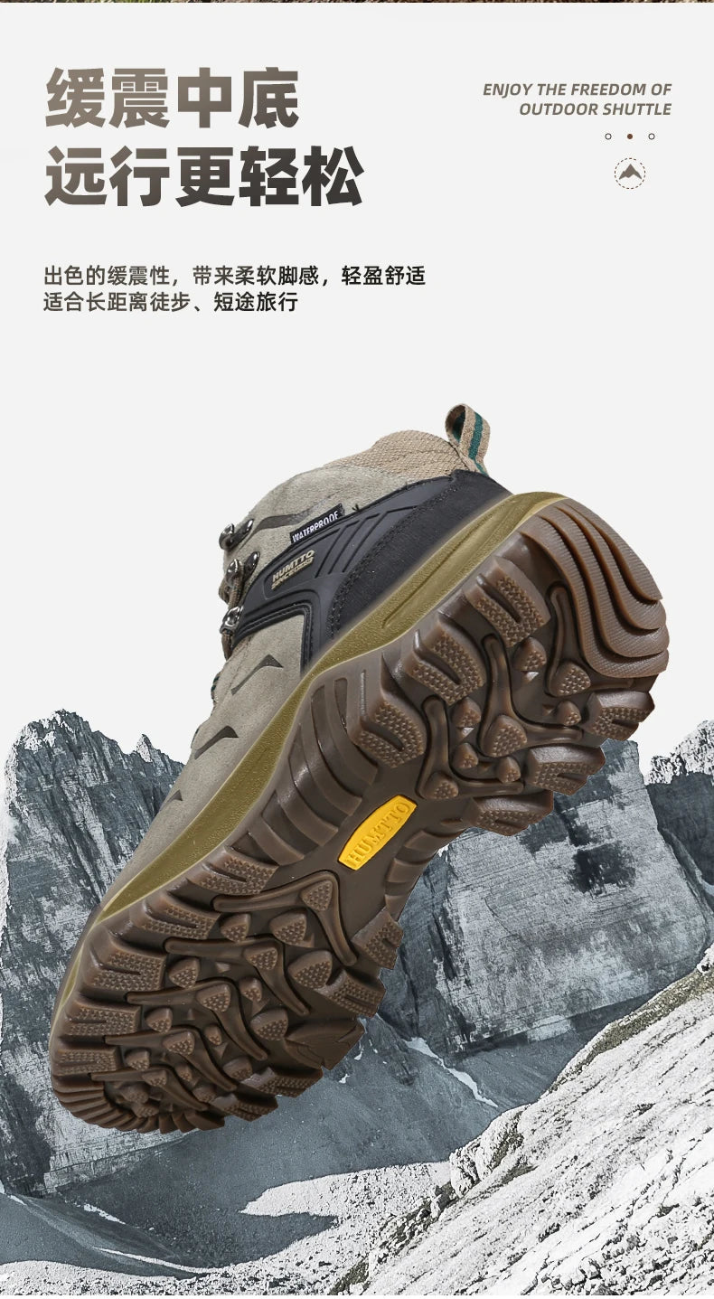 HUMTTO Buty trekkingowe męskie wodoodporne buty myśliwskie taktyczne pustynne buty bojowe za kostkę do trekkingu dla mężczyzn i kobiet ciepłe skórzane sneakersy