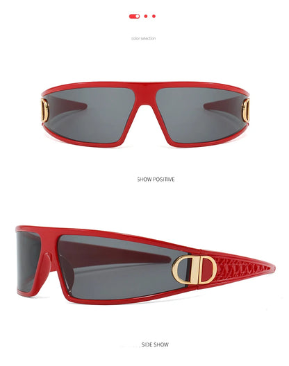 2pcs Luxury Headband Sunglasses Internet Celebrity Personalized Street Photography Concave Styling Outdoor UV Resistant Glasses