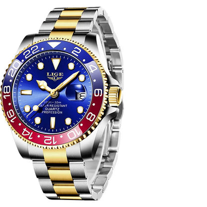LIGE 2025 brand new men's watch luminous stainless steel business quartz luxury clock waterproof watches for men reloj hommes