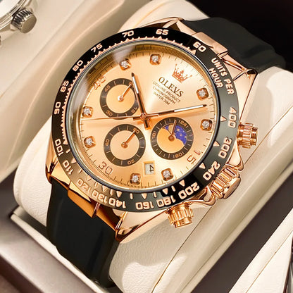 Montre pour homme OLEVS – Montre à quartz de luxe, étanche et luminescente, dotée d'un chronographe et d'un affichage de la date – Montre de sport pour homme d'une grande marque