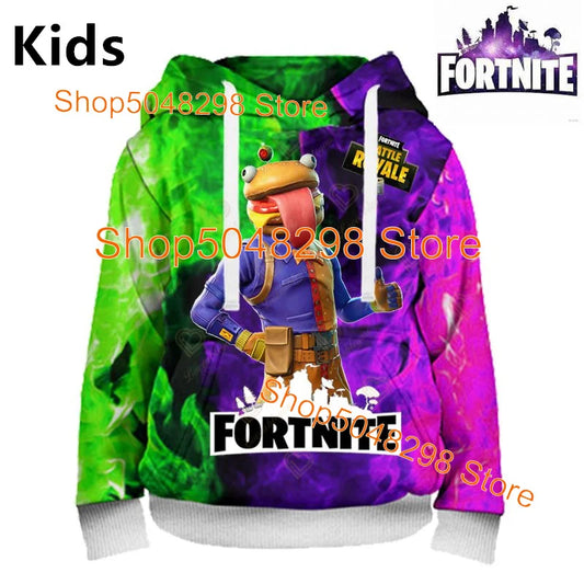 Hot Game Fortnite Hero Print Sweatshirt für Jungen und Mädchen, 3D-Kleidung, lässiger Kinder-Hoodie, für Kinder, Erwachsene, Herren und Damen, Frühlings- und Herbst-Pullover