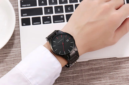 Hannah Martin herreur, rustfrit stålhus, kvartsurværk, urskive på 41 mm, professionelt design, med kalenderfunktion (imitation)