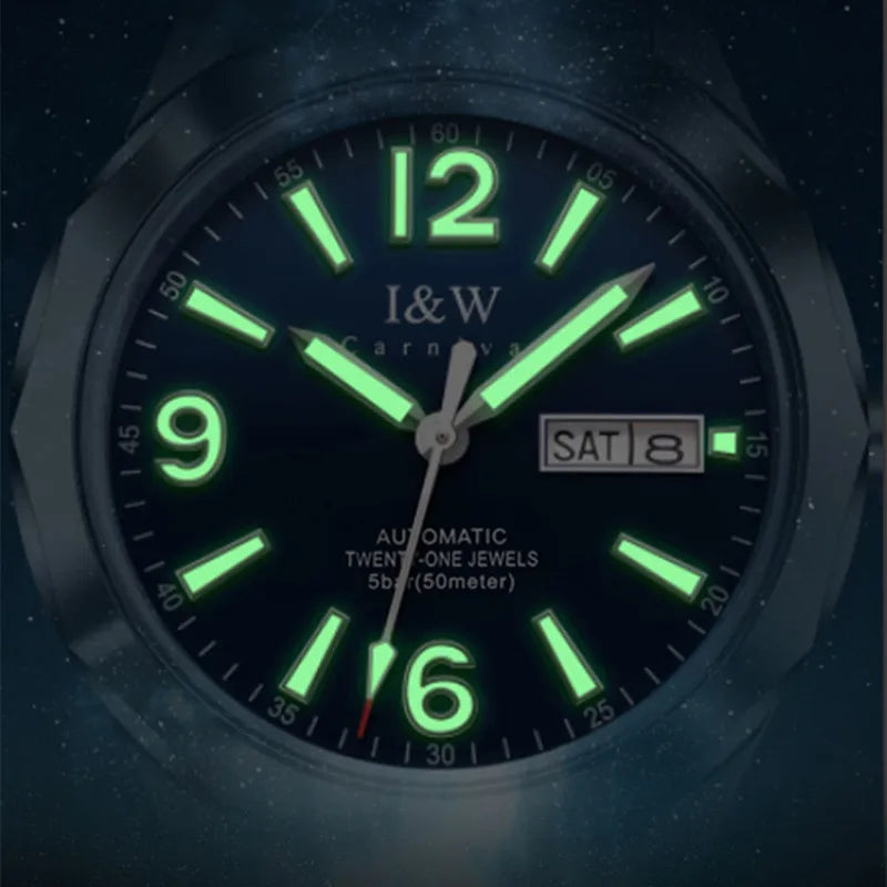 Reloj CARNIVAL luxury mechanical men’s watch in tungsten, MIYOTA 8205 automatic movement, water-resistant.