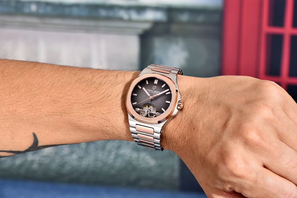 2025 New PAGANI DESIGN Rose Gold Men's Watches Tourbillon Mechanical Wristwatches Luxury Automatic Watch Men AR Sapphire Mirror