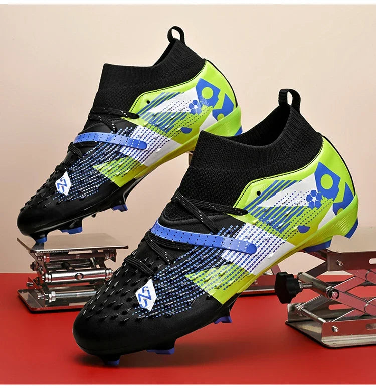 Nouveaux hommes chaussures de Football de haute qualité en plein air haute cheville ultraléger bottes de Football en salle chaussures de sport antidérapantes Futsal antidérapantes