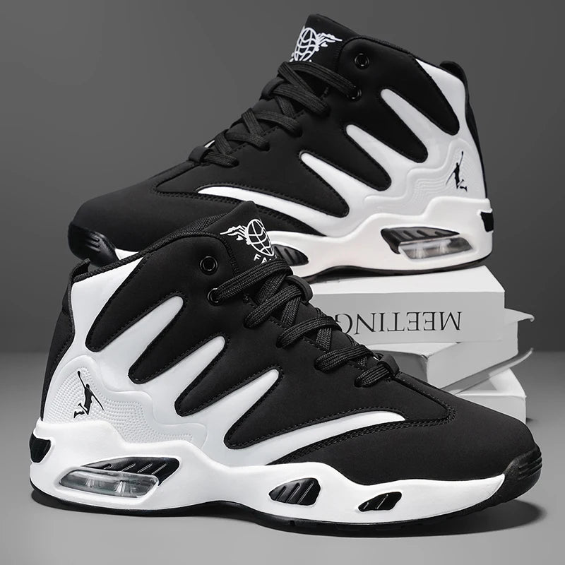 Chaussures de basketball montantes pour hommes, robustes et stables, baskets d'entraînement à lacets, unisexe, adaptées à la course, au sport, au basketball et à la marche. Cadeau idéal pour hommes, léger, confortable,