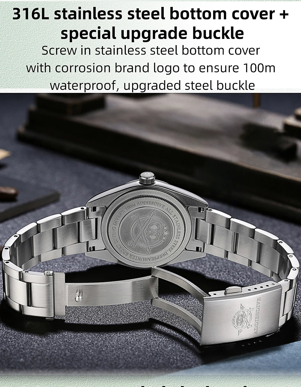 ADDIESDIVE AD2066 Men's Luxury Watch VH31 10Bar Waterproof BGW9 Super Luminous 316L Stainless Steel Reloj Hombre Quartz Watches