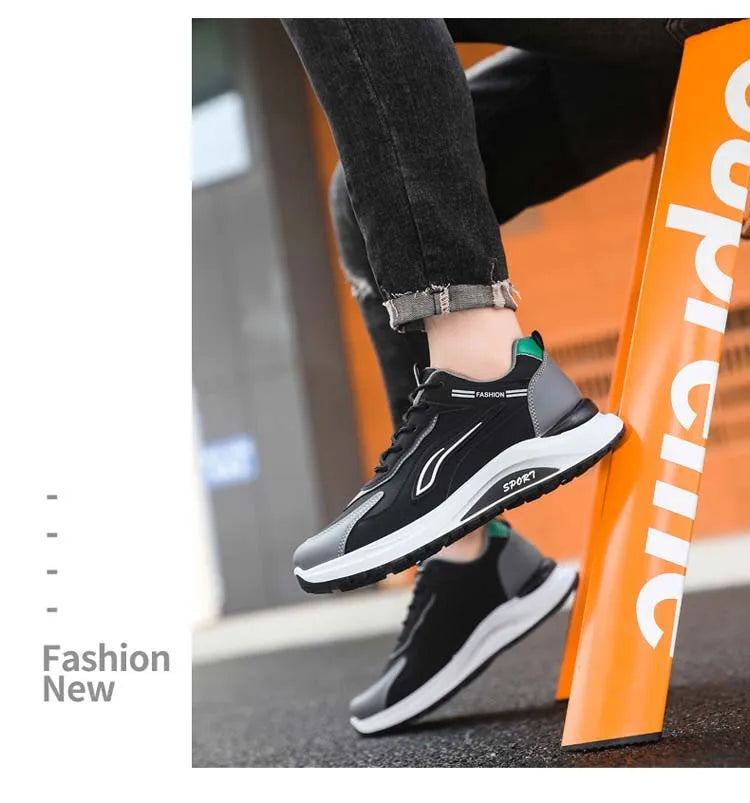 Modne męskie buty sportowe w koreańskim stylu, sznurowane, casualowe, do biegania, wygodne, oddychające, z grubą podeszwą