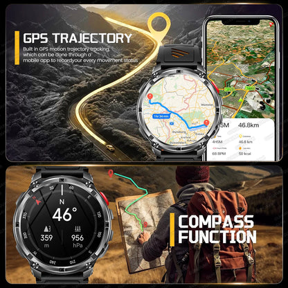 2026 T-Rex 3 Style Smartwatch for Men  1100mAh Battery, GPS, 10ATM Waterproof, Bluetooth Calling & Sports Tracker