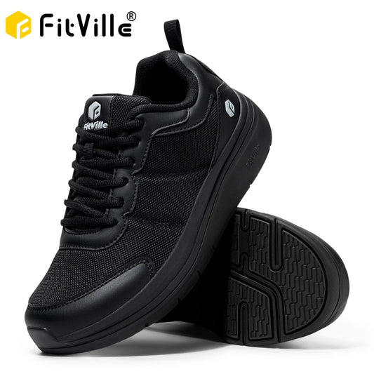 FitVille Men's Walking Shoes Wide Width Max Cushioning Lightweight Sneakers Sport Shoes for Plantar Fasciitis Pain Relief