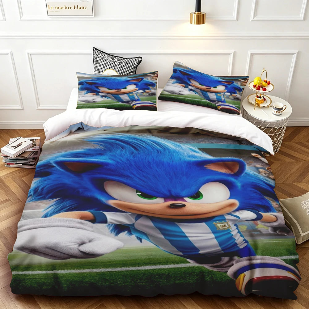 Sonic Duvet Cover for Kids Cool Bedding Set, Duvet Cover for Bedroom Decor Soft and ComfortableTwin, Double, Queen, and King