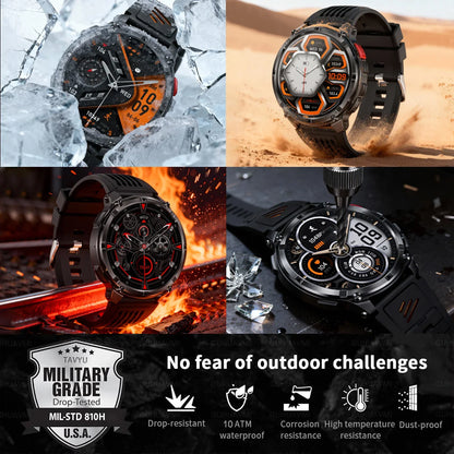 2026 T-Rex 3 Style Smartwatch for Men  1100mAh Battery, GPS, 10ATM Waterproof, Bluetooth Calling & Sports Tracker