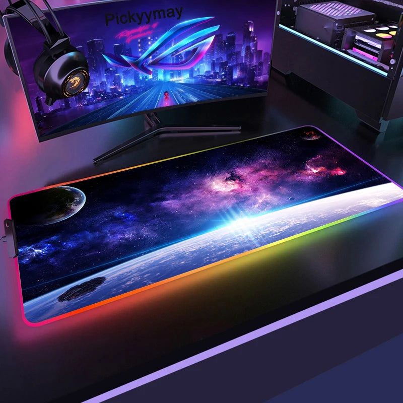 Velika RGB podloga za gaming miš, LED podloga za miš, gamerska podloga za stol, podloga za PC stol, RGB podloga za tipkovnicu XXL 90x40cm