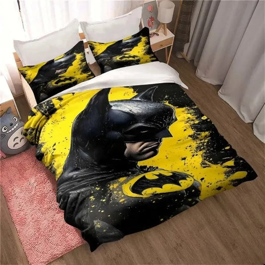 3D-gedrucktes B-Batman-Bettwäsche-Set, Cartoon-Bettbezug und Kissenbezüge, mehrere Größen, Schlafzimmerdeko, Geschenk für Jugendliche und Erwachsene