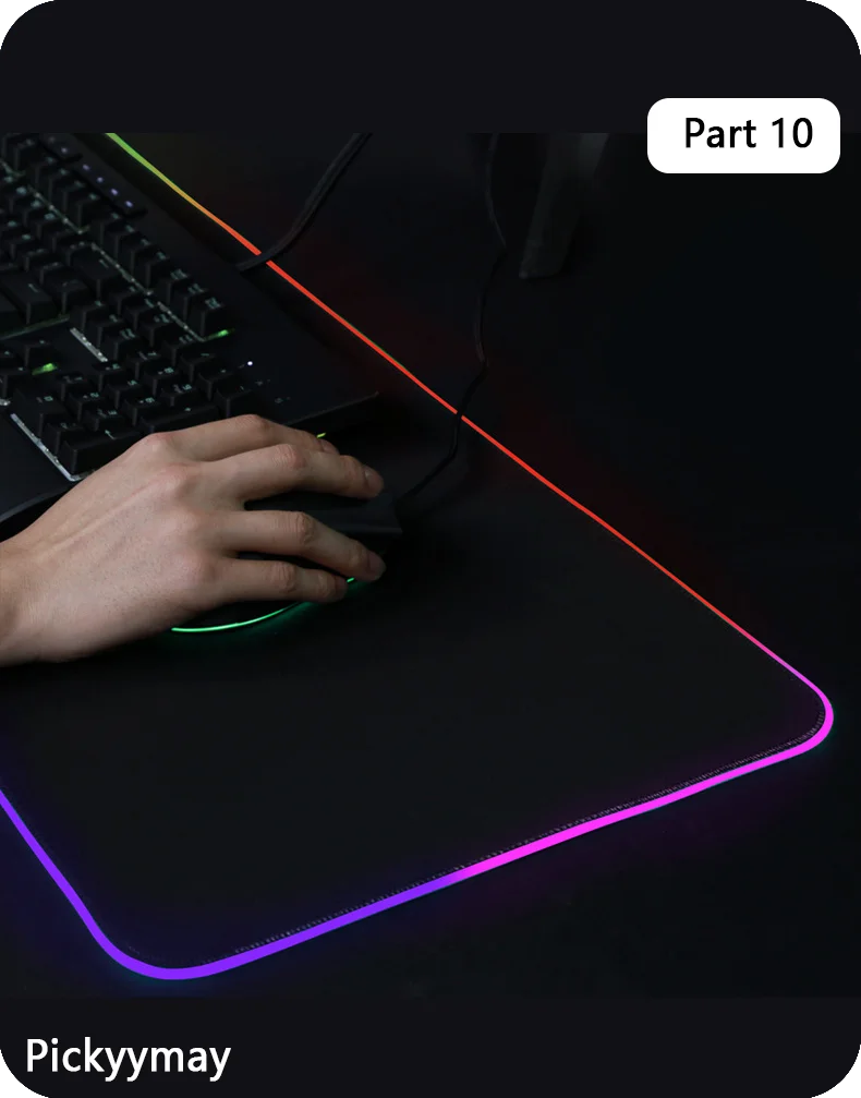 Velika RGB podloga za gaming miš, LED podloga za miš, gamerska podloga za stol, podloga za PC stol, RGB podloga za tipkovnicu XXL 90x40cm
